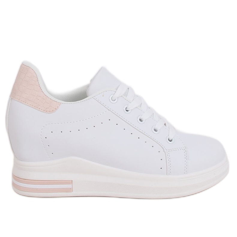 Adidași albi MY-0367 WHITE / ROSE pe o pană ascunsă Adidași albi MY-0367 WHITE / ROSE pe o pană ascunsă