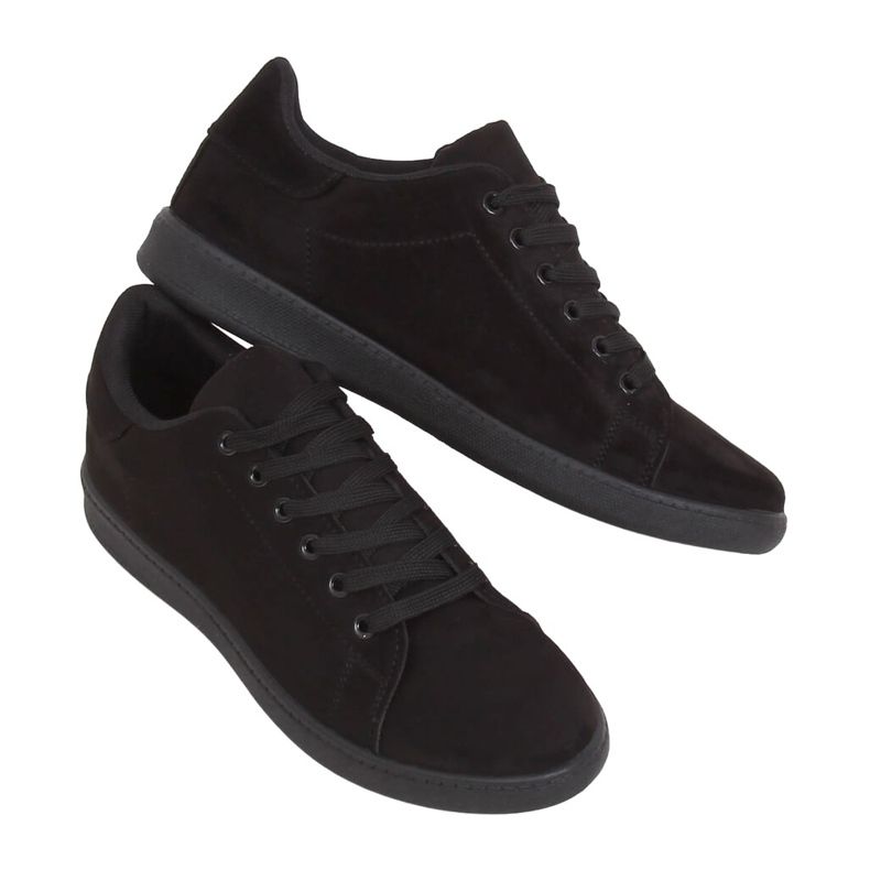 Adidași de damă negri din piele neagră 6301 negru