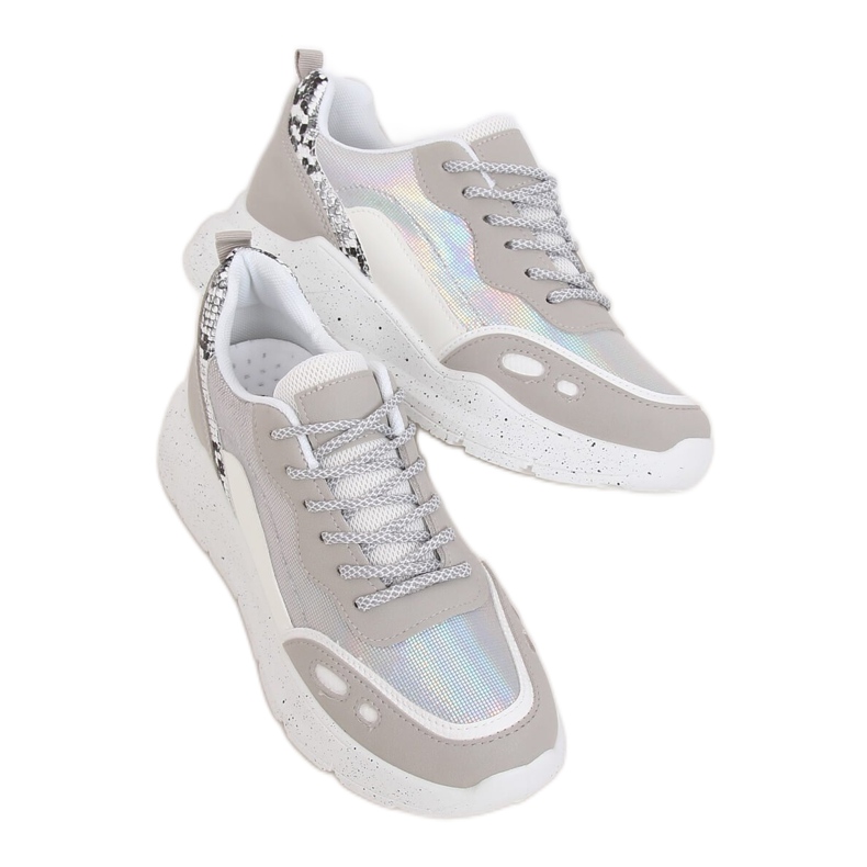 Alb și gri LL1771 Pantofi sport argintii