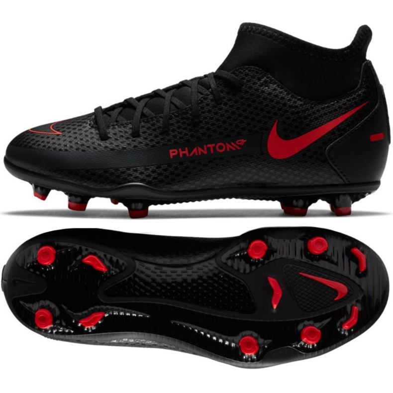 Pantofi de fotbal Nike Phantom Gt Club Df FG / MG Jr CW6727-060 multicolor negru Pantofi de fotbal Nike Phantom Gt Club Df FG / MG Jr CW6727-060 multicolor negru