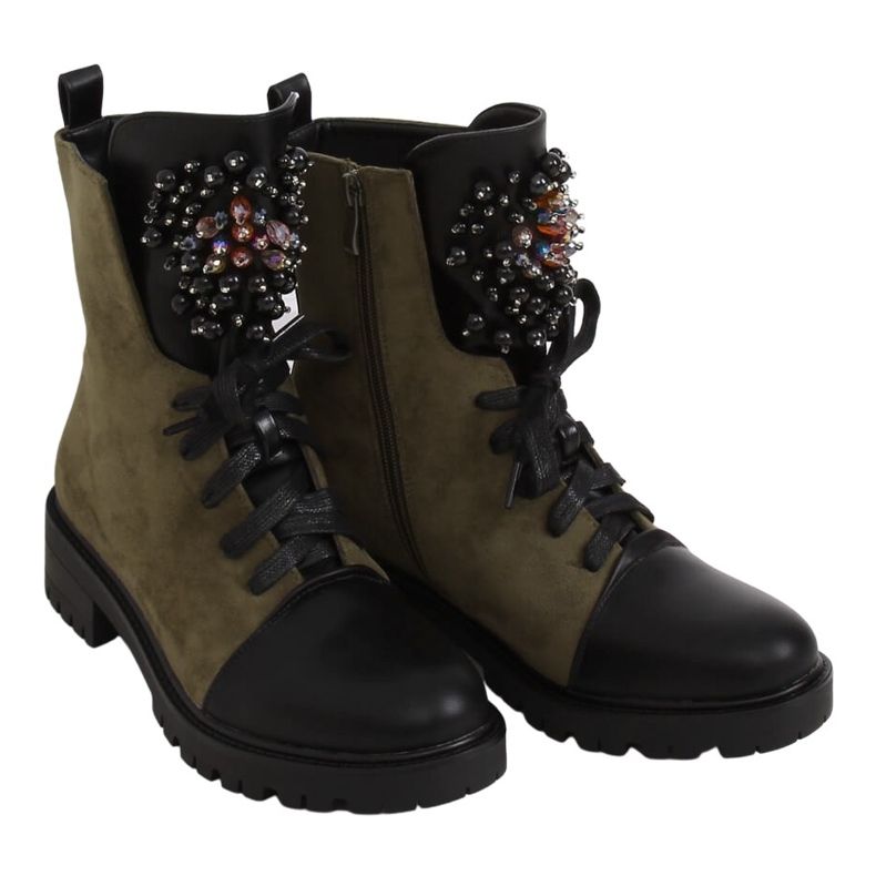 Cizme cu dantelă verde de lucru NC1062 Verde