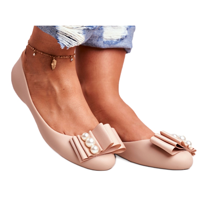 LU BOO Balerini din cauciuc Meliski Bows Beige Joleen bej