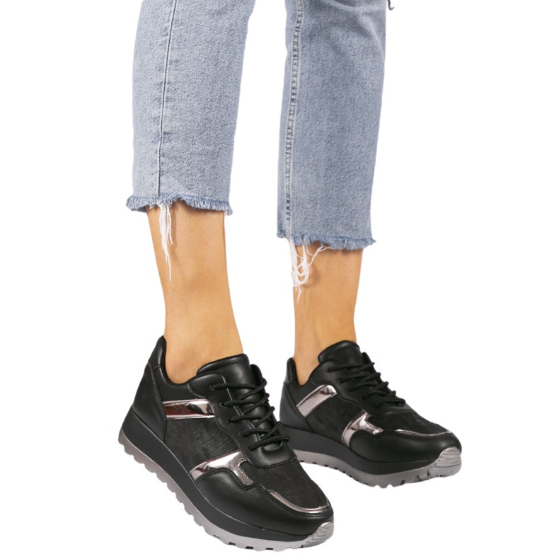 Adidași sport negri din piele ecologică 2019-447 negru