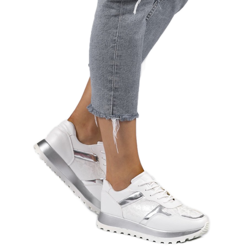 Adidași sport din piele ecologică albi 2019-447 Adidași sport din piele ecologică albi 2019-447