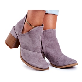 MSMG Cizme de damă pe toc croi gri Meliori