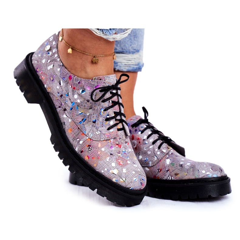 Brogues pentru femei Oxfords din piele gri Maciejka 04087-13 multicolor Brogues pentru femei Oxfords din piele gri Maciejka 04087-13 multicolor