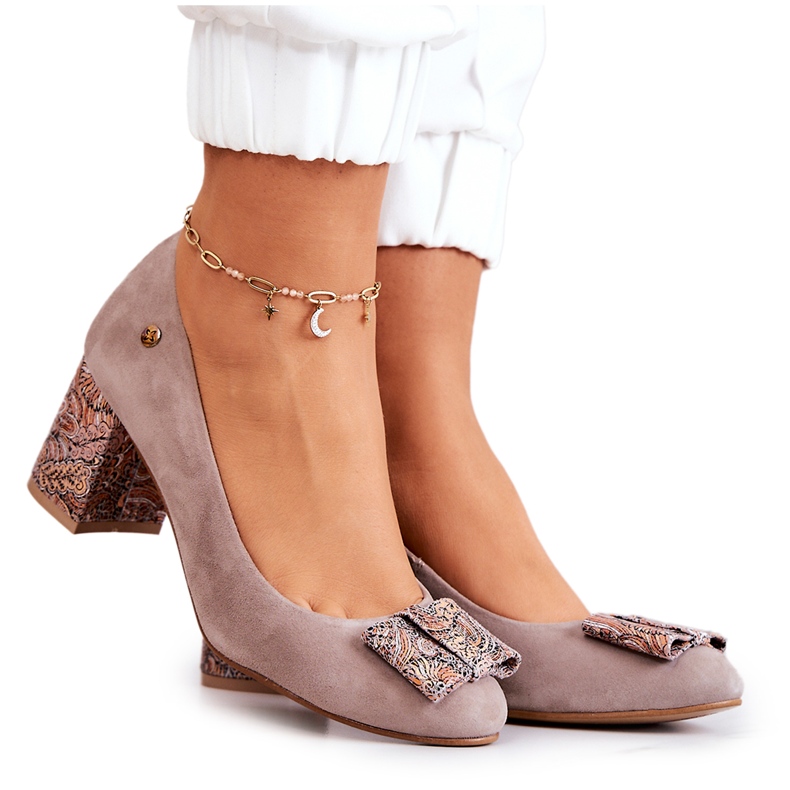 Pompă de damă Maciejka Suede Beige 3356A-10 / 00-1 bej