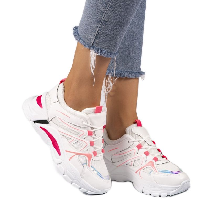 1070 adidași sport albi cu inserții roz 1070 adidași sport albi cu inserții roz