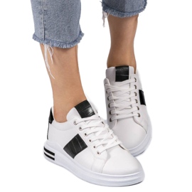 Adidași de modă albi cu piele ecologică C912 negru