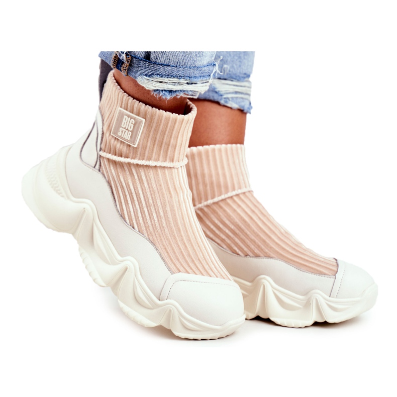 Încălțăminte sport înaltă pentru femei Big Star White GG274608 alb