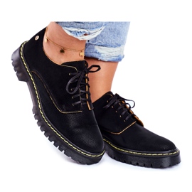 Brogues pentru femei din piele Oxfords negru Maciejka 04087-01