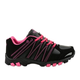 Trekking sportiv pentru femei negre W118 negru roz Trekking sportiv pentru femei negre W118 negru roz