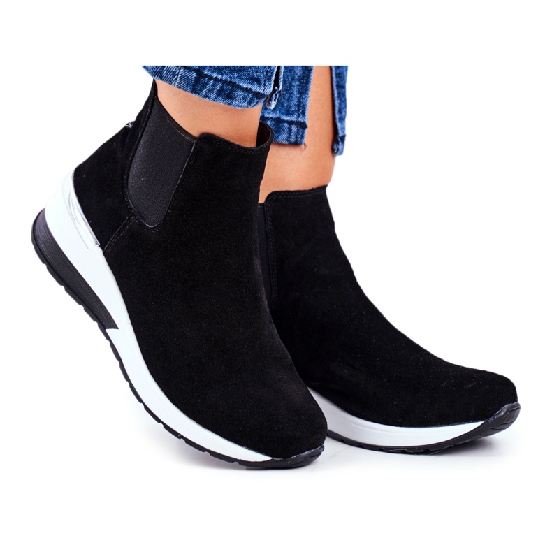 Vinceza Încălțăminte sport pentru femei Adidași Piele neagră 21-7781 negru