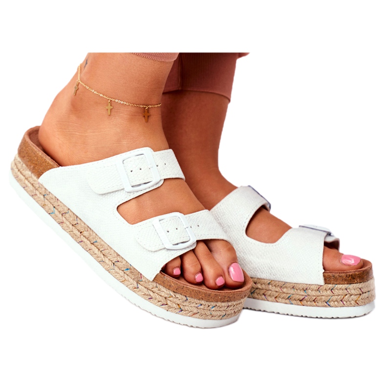 Papuci de damă Big Star White FF274665 alb multicolor