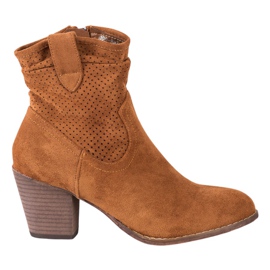 Bestelle Cizme de cowboy ajurate clasice maro
