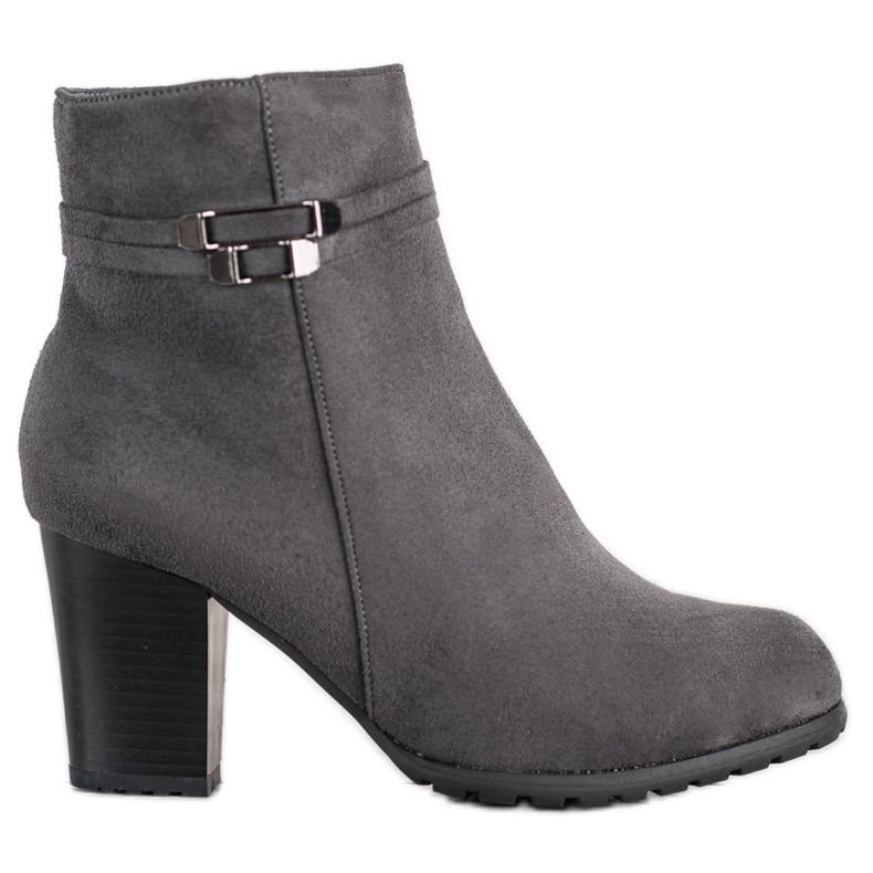 Goodin Cizme gri cu centură decorativă Goodin Cizme gri cu centură decorativă