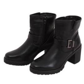 Cizme negre cu toc lat E9314 Negru Cizme negre cu toc lat E9314 Negru