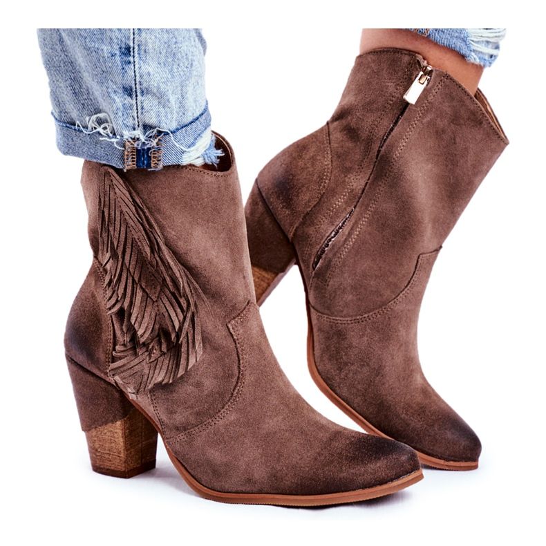 Exquisite Cizme Quintana din piele Cappuccino pentru femei, cu toc înalt maro