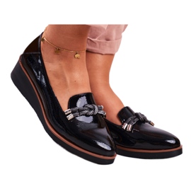 Vinceza Mocasini negri dama lăcuți pe pană Abba negru