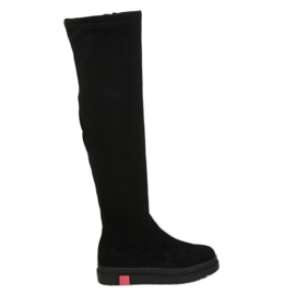 Cizme peste genunchi talpă groasă negru NS135P Negru