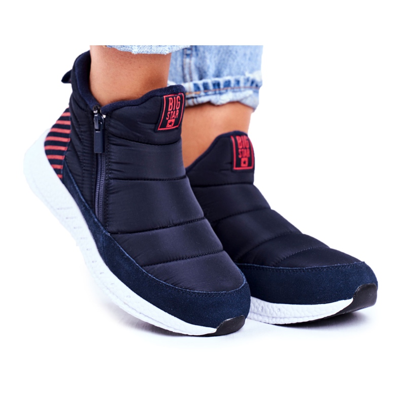 Cizme de zăpadă pentru tineret pentru femei Big Star Navy Blue GG274471 albastru marin