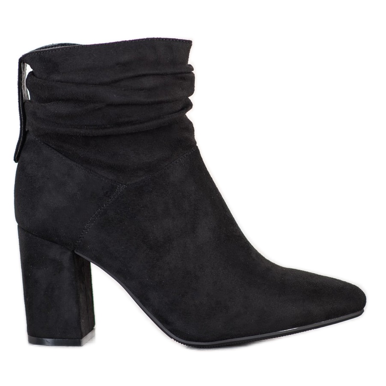 SHELOVET Cizme din piele de căprioară cu toc înalt negru