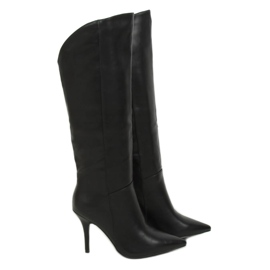 Cizme negre pe toc stiletto RB57P Negru