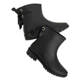 Negru DC12 Galoșe negre pentru femei, cu arc