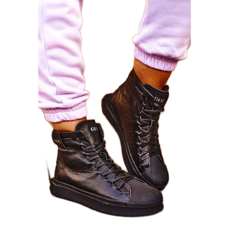 Pantofi sport din piele pentru femei GOE Negru GG2N3050