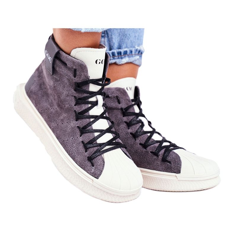 Pantofi sport din piele pentru femei GOE Gri GG2N3049