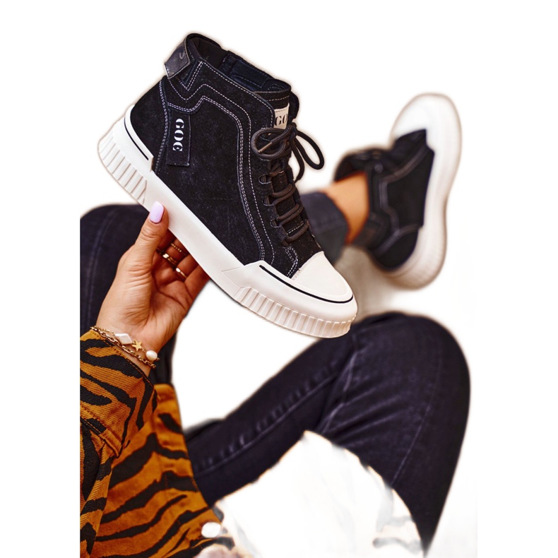 Pantofi sport din piele pentru femei GOE Negru GG2N3062