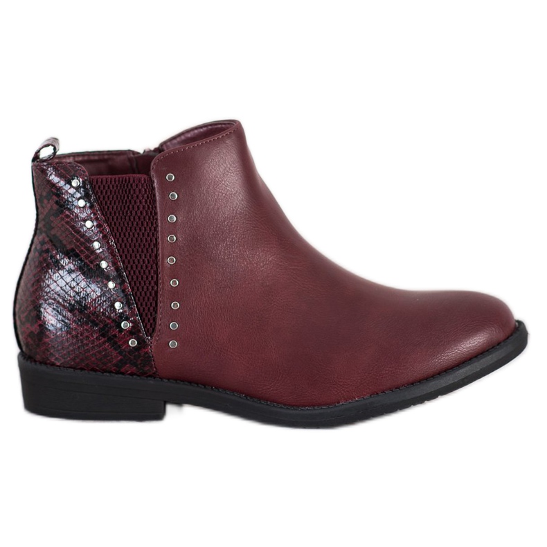 Small Swan Cizme Burgundy Snake Print roșu