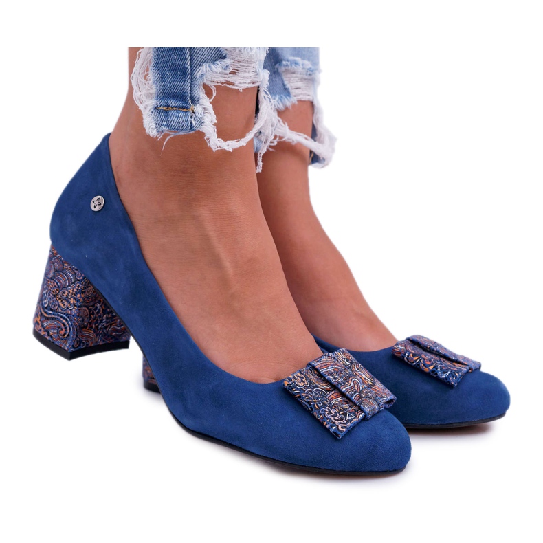 Pompele pentru femei Maciejka Suede Blue Navy 3356A-17 / 00-1 albastru