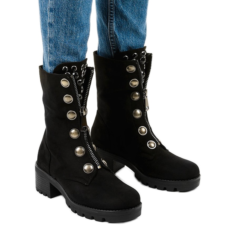 Cizme înalte din piele de căprioară de la Dalmens negru