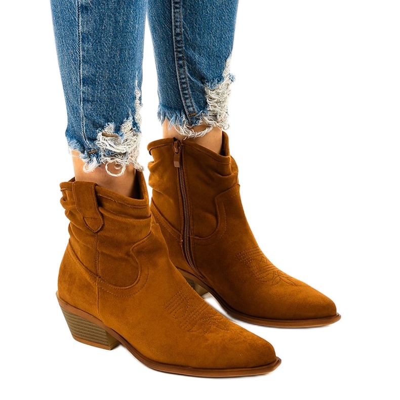 Cizme de cowboy în piele de căprioară maro Euphelea