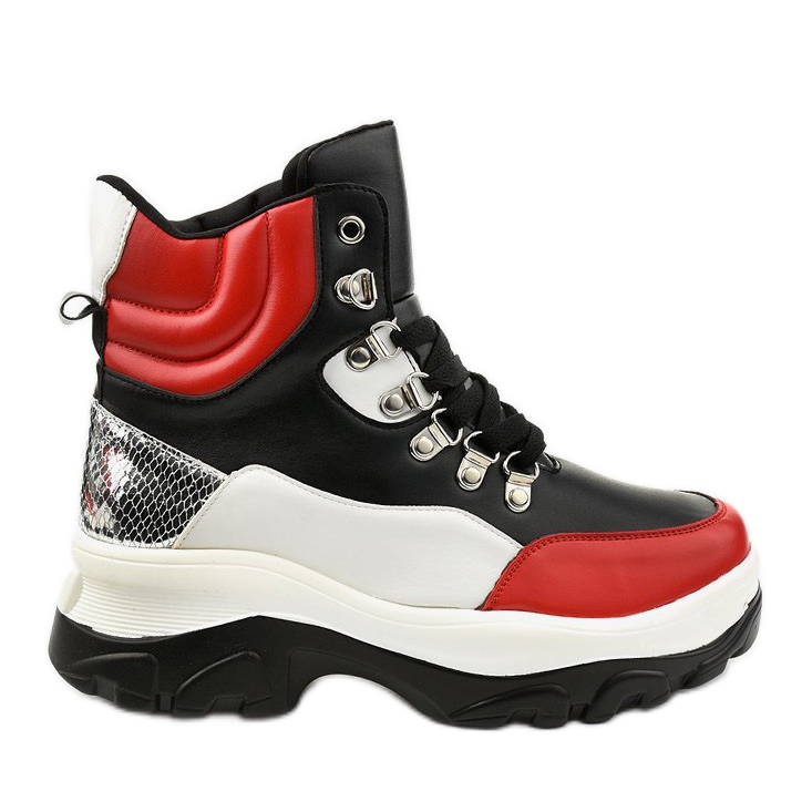 Adidași roșii colorate Neamelira negru roșu