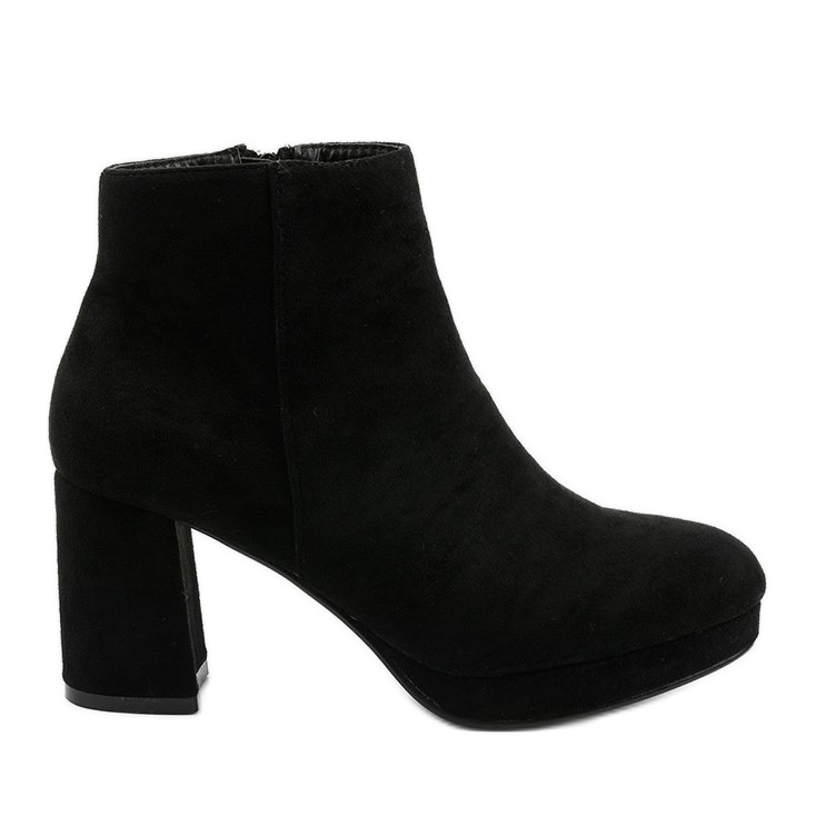 Botine negre din piele de căprioară pe stâlpul Mahoganis negru