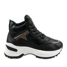 Adidași Daera negri, la modă, din piele ecologică negru Adidași Daera negri, la modă, din piele ecologică negru