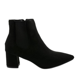 Botine negre din piele de căprioară cu elastic Prestons negru