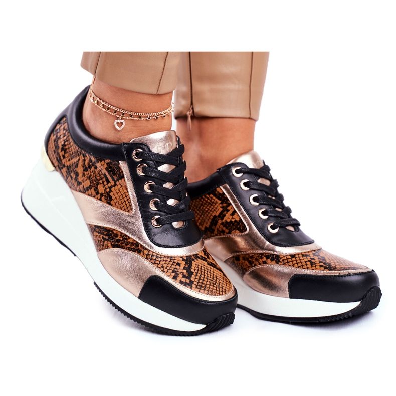 GOE Încălțăminte sport pentru femei Adidași Piele neagră GG2N3044 negru multicolor