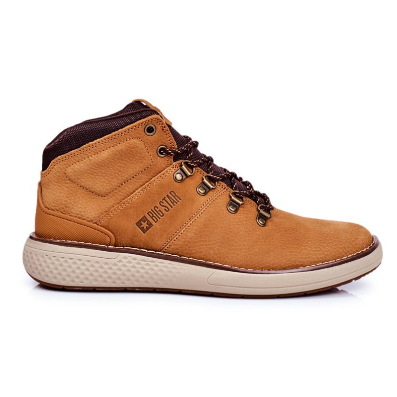Cizme Trekker din piele pentru bărbați Big Star Camel GG174491 maro multicolor Cizme Trekker din piele pentru bărbați Big Star Camel GG174491 maro multicolor