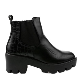 Cizme plate negre din piele ecologică Înființate negru Cizme plate negre din piele ecologică Înființate negru