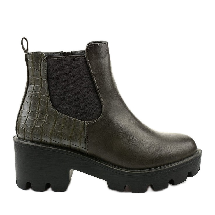 Cizme plate gri din piele ecologică Înființate Cizme plate gri din piele ecologică Înființate