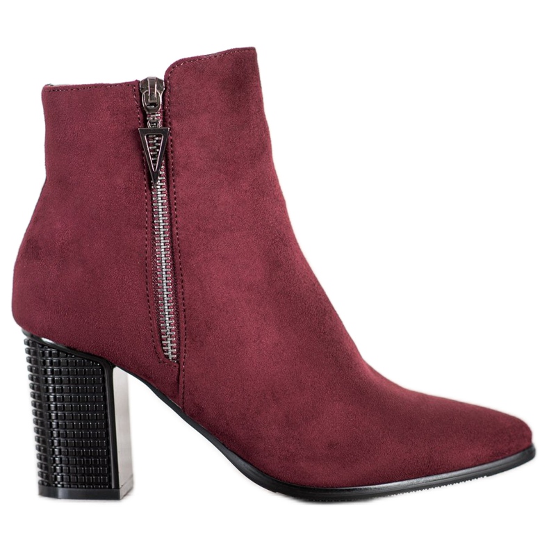 Cizme din piele întoarsă cu fermoar VINCEZA roșu