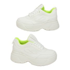Alb LA78P Pantofi sport cu talpă înaltă galbenă Alb LA78P Pantofi sport cu talpă înaltă galbenă