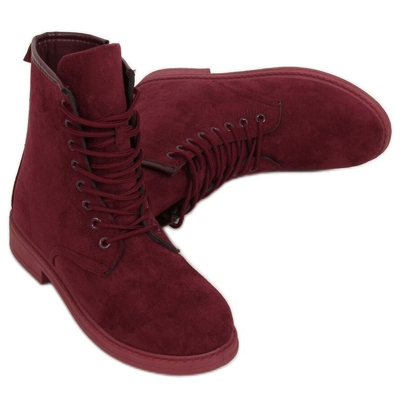 Cizme cu cordon burgund E2002 Wine roșu
