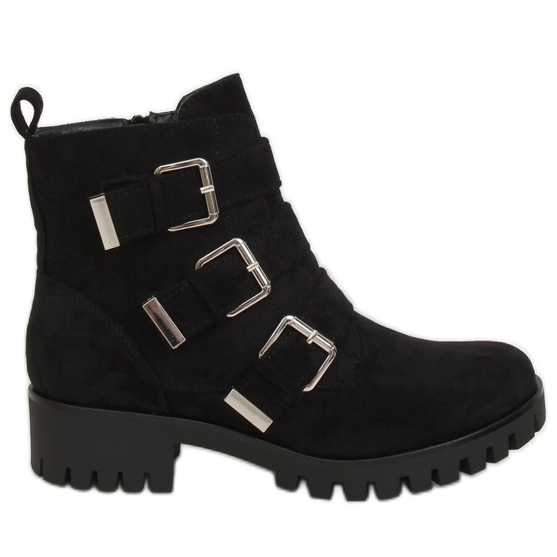 Cizme negre XJ-08 negre pe protector negru
