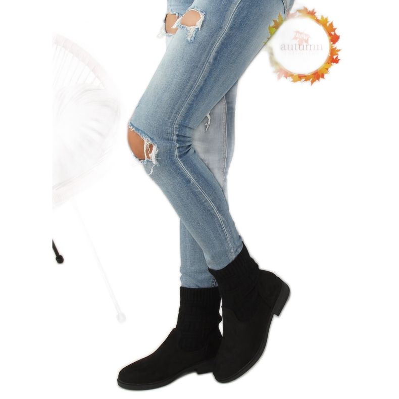 Cizme cu pulover negru E2100 Negru Cizme cu pulover negru E2100 Negru