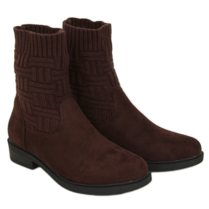 Cizme cu pulover de sus maro E2100 Maro