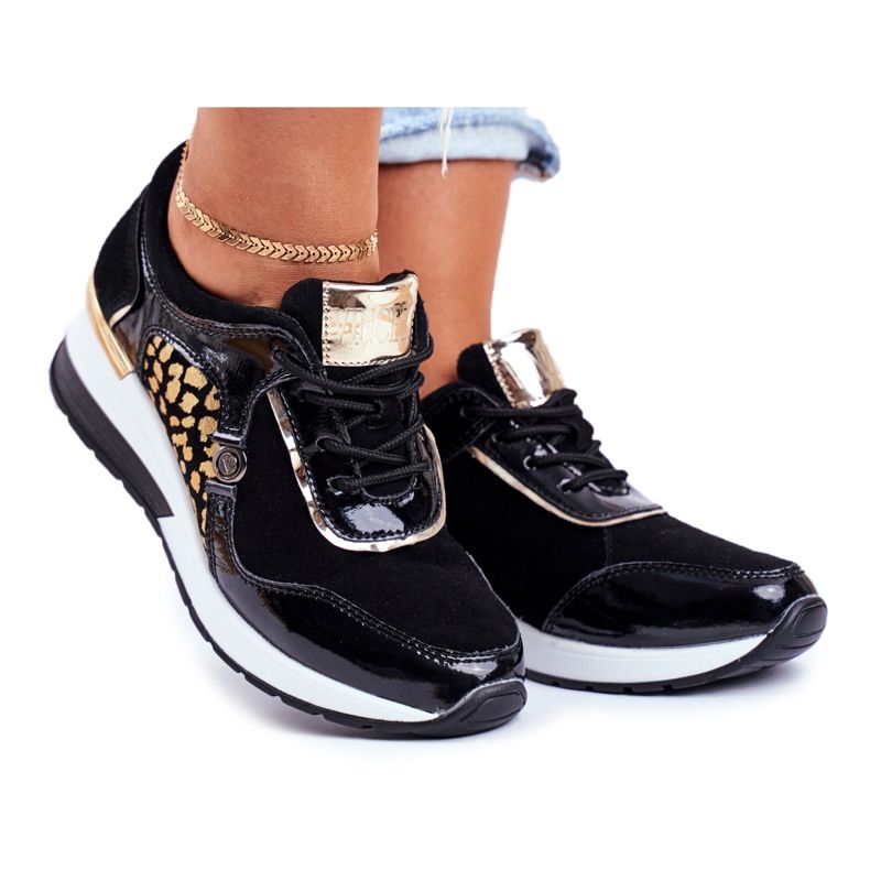 Vinceza Încălțăminte sport pentru femei Adidași Piele neagră 21-7778 negru